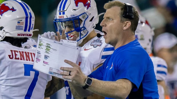 Ponies coach Rhett Lashlee on sidelines against Tulane
